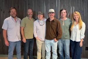 Pictured (L-R): Scott Safford (Safford Motley PLC), Austen Adams (WCM), Nate Lowery (Cornman Music), Luke Stevens, Chris Owen (Cornman Music), Christina Wiltshire (WCM)
