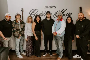 PHOTO ID (L-R): Dane Schmidt (Senior Director of A&R, ERN's Cadillac Music), Jude Warren(A&R/Executive Assistant, ERN's Cadillac Music), Kimberly Gleason (SVP, Big Loud Publishing), Lauren Lieu (Manager, Lauren Lieu Management), Kyle Fishman, ERNEST (Founder / CEO, ERN's Cadillac Music), Jordan Marcus (Creative Coordinator/Executive Assistant, ERN's Cadillac Music), Mike Giangreco(President of A&R, Big Loud Publishing)